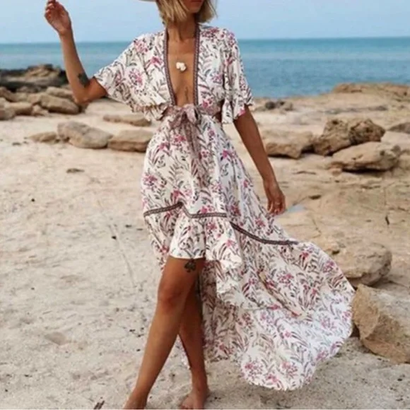 New Boho Summer Floral Maisie Bambi Dress Gown - Picture 2 of 8